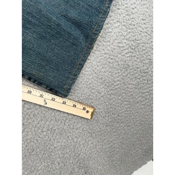 Lucky Brand Mens Jeans 38x33 Distressed Blue Dark Wash Stretch Denim Whiskers 🍀 - Picture 8 of 12